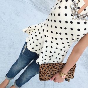 Talbots Silk Polka Dot Ruffle Blouse